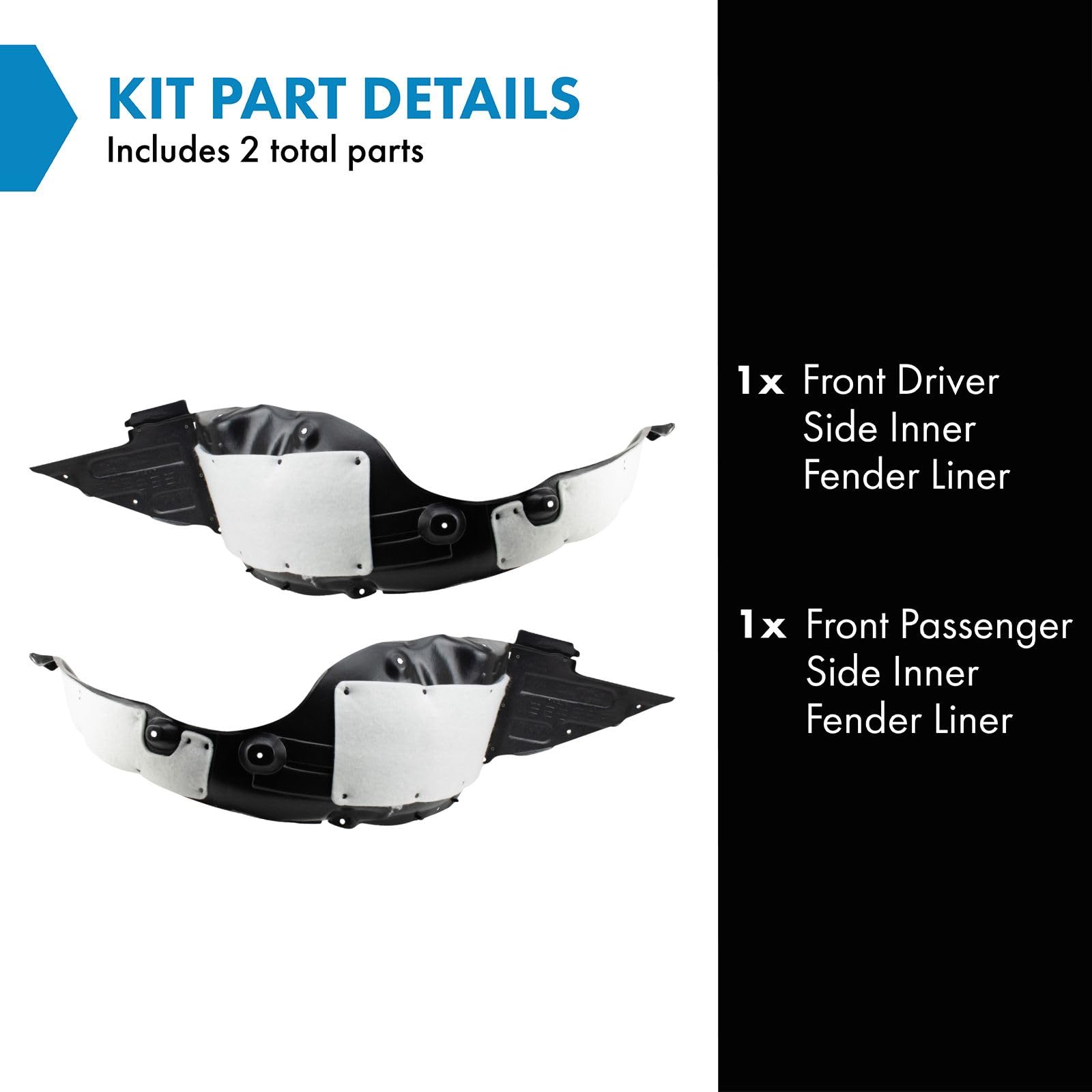 Trq Front Inner Fender Liner Set Compatible With 2014-2015 Kia Optima Ki1248131 Ki1249131