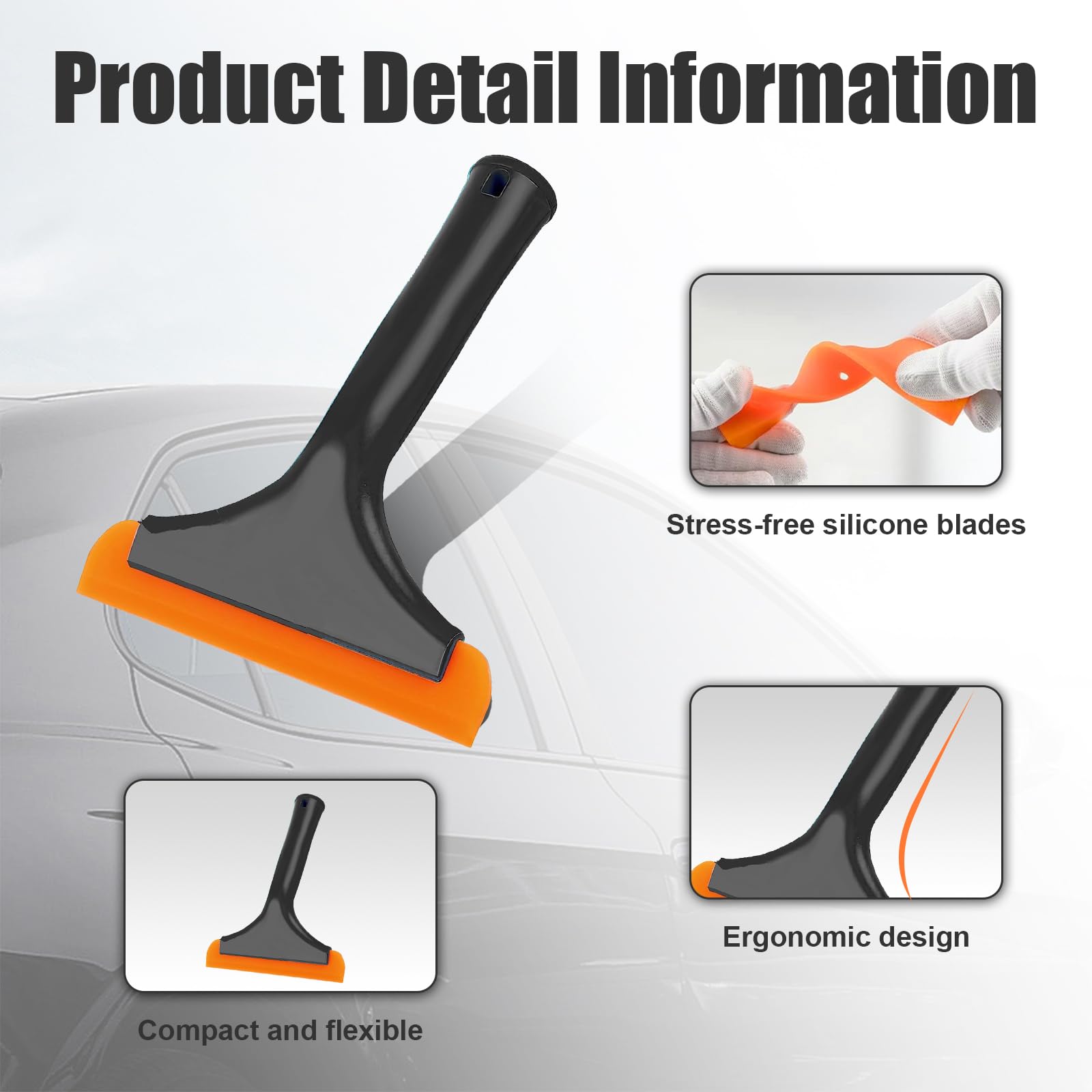 Ziciner Small Silicone Window Squeegee, Car Windshield Water Blade Squeegee, Multifunctional Auto Squeegee with 5.9 Inch Blade a