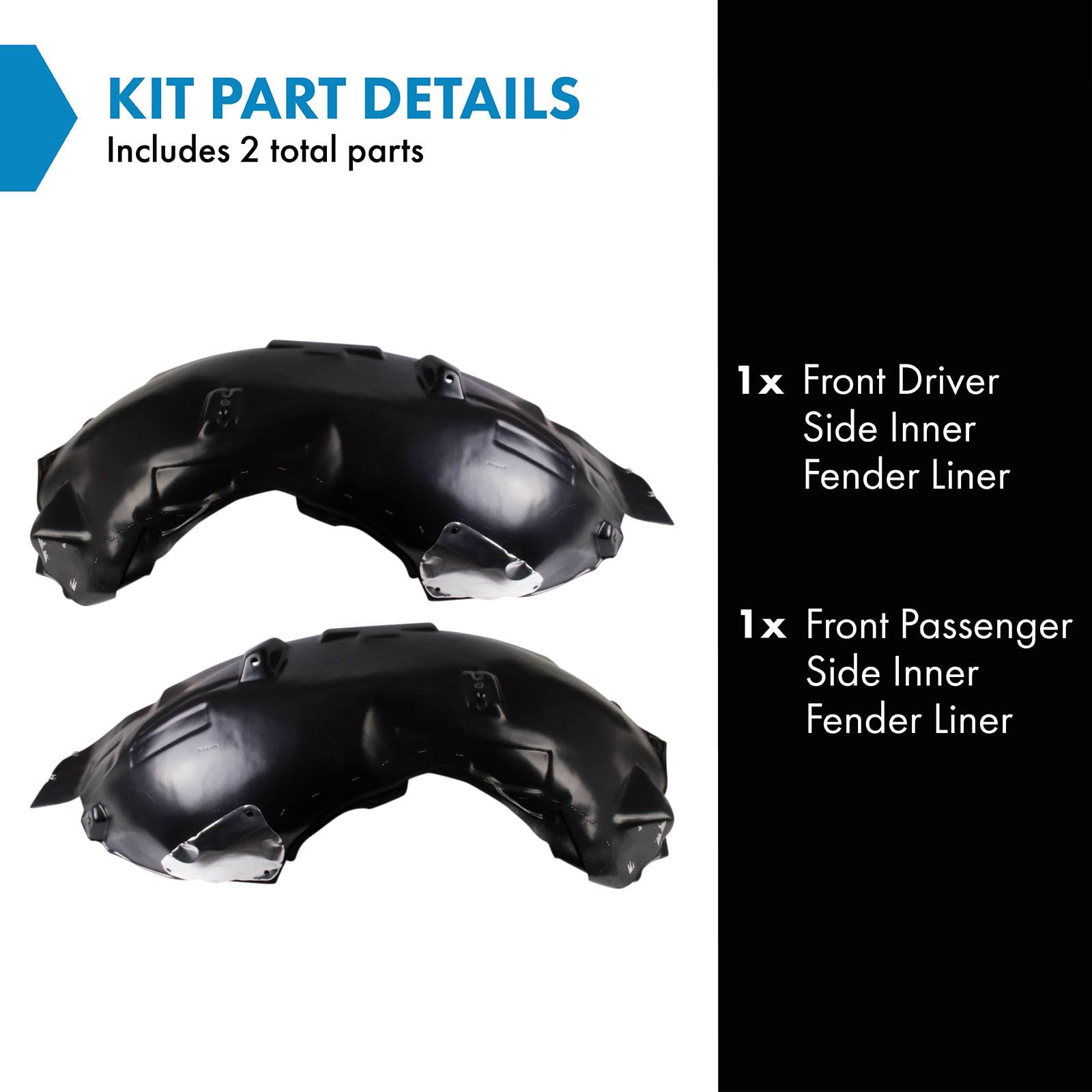 Trq Front Inner Fender Liner Set Compatible With 2021-2022 Ford F-150 Fo1248213 Fo1249213