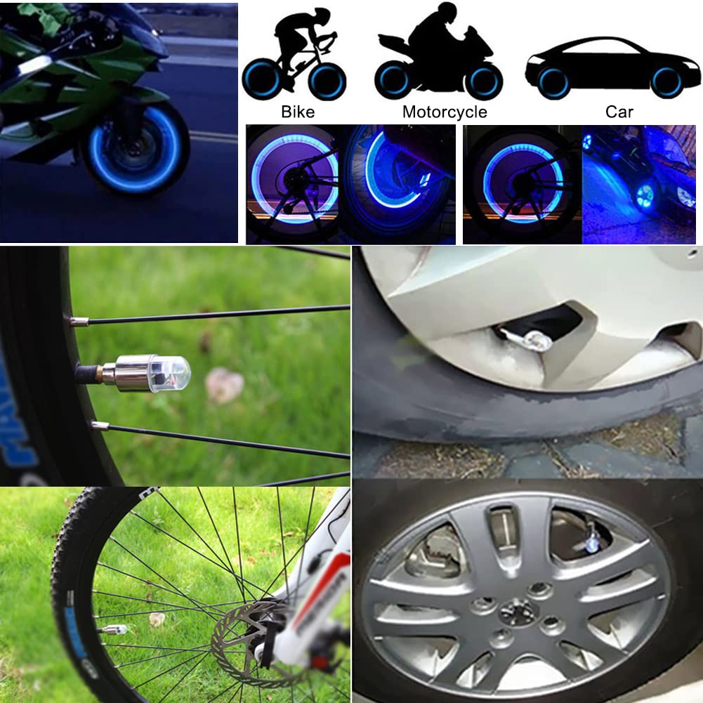 Jhmuern 20Pcs Led Wheel Light, Car Tire Valve Lights, Waterproof Tire Valve Caps Neon Light For Car Bike Motorcycle (Blue)