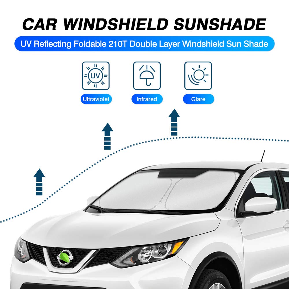 Kust Windshield Sun Shade For 2017-2024 Nissan Rogue Sport Accessories (Not For Rogue) Sunshade Foldable Sun Visor Protector Blo