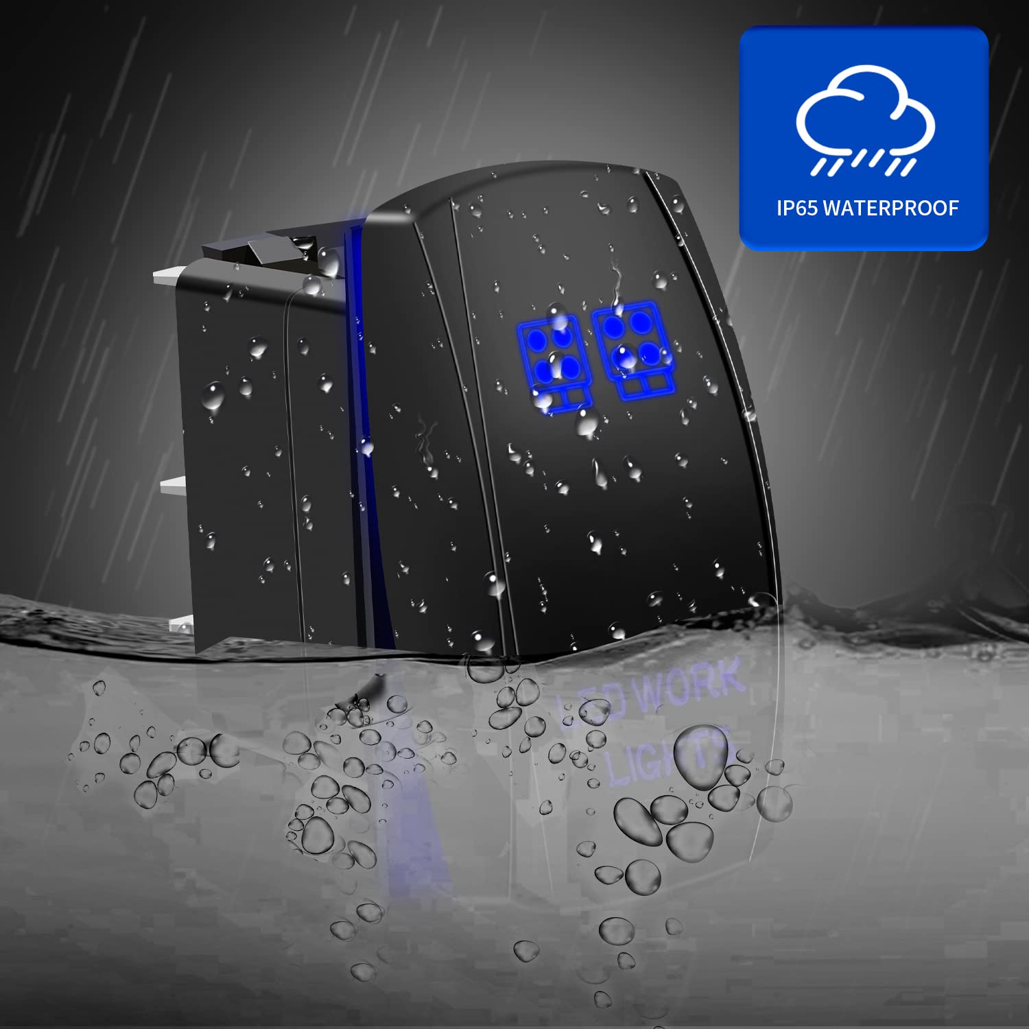 Led Work Lights Bar Rocker Switch 5Pin Laser On/Off Blue Led Light 20A/12V 10A/24V Toggle Switch With Jumper Wires Set For Autom