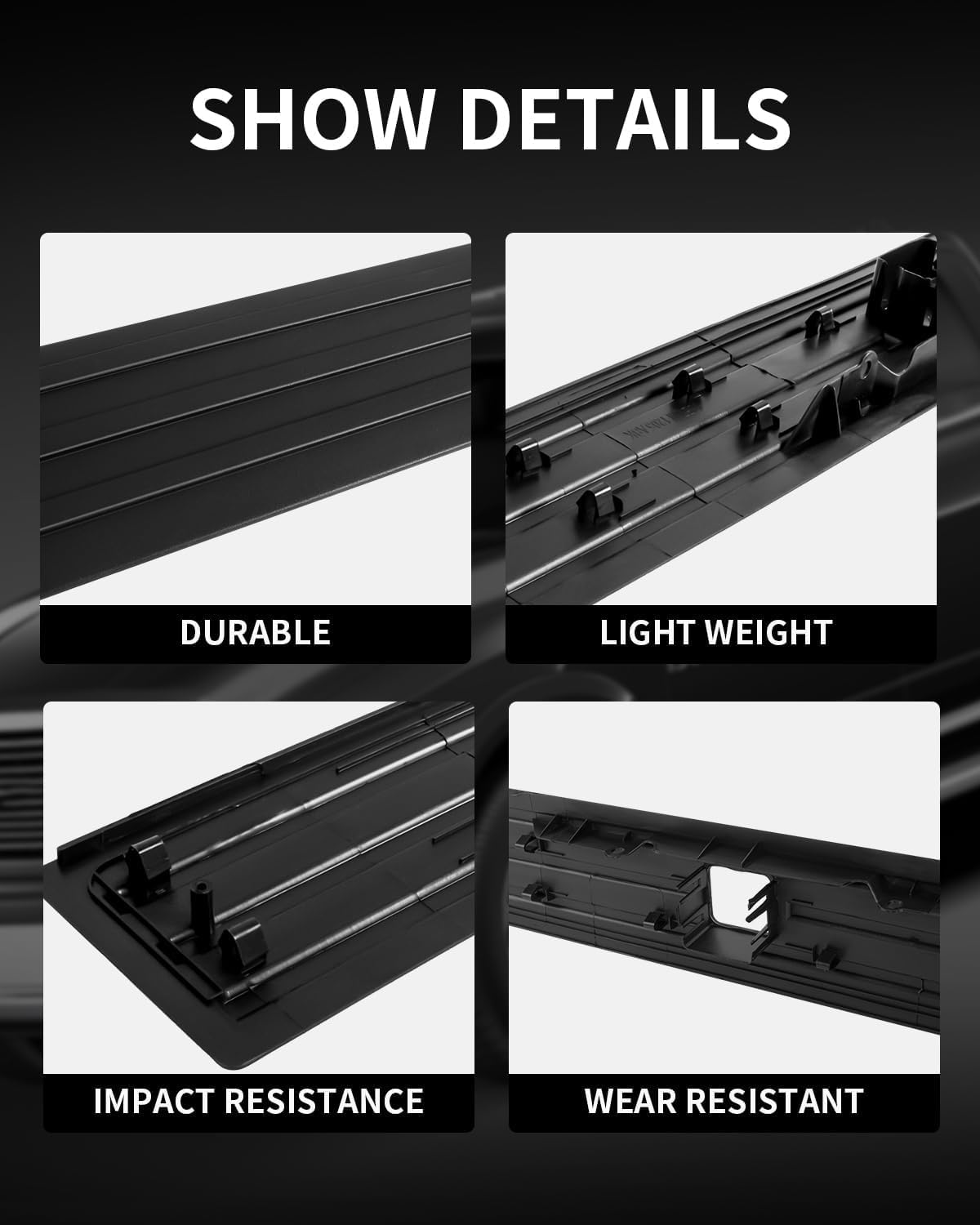 KARPAL Tailgate Molding Trim Compatible with Ford F150 2015-2020, Flexible Flex Step Cap Top Trim Protector Cover w/Release Butt