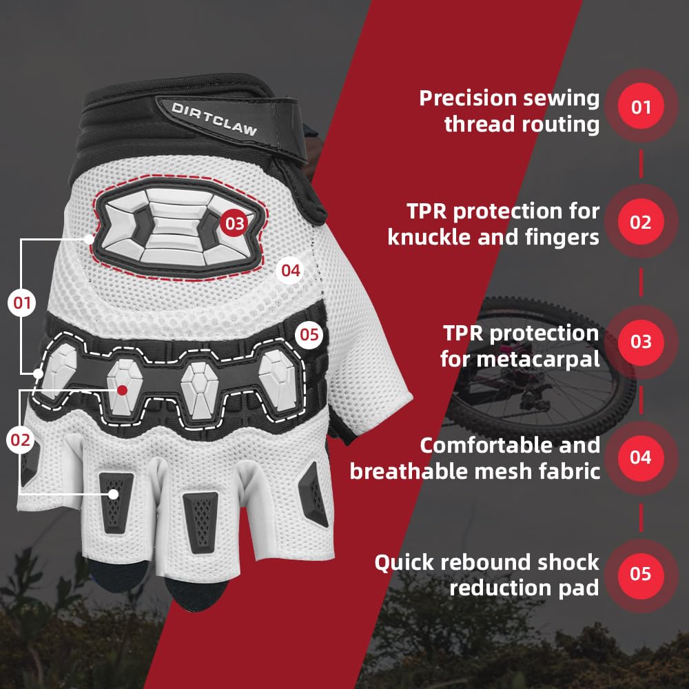 Seibertron Dirtclaw Gloves - Motorcycle Motocross Sports Gloves For Ultimate Grip And Protection White S
