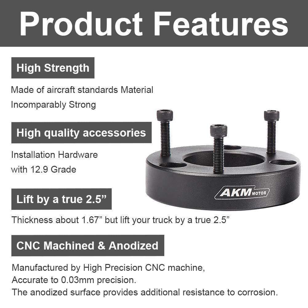 Akm F150 Lift Kit Front 2.5'' Fit F150 04-22 2Wd 4Wd Front Strut Spacer Suspension Lift Leveling Kits Lift Spacers(Updated Versi