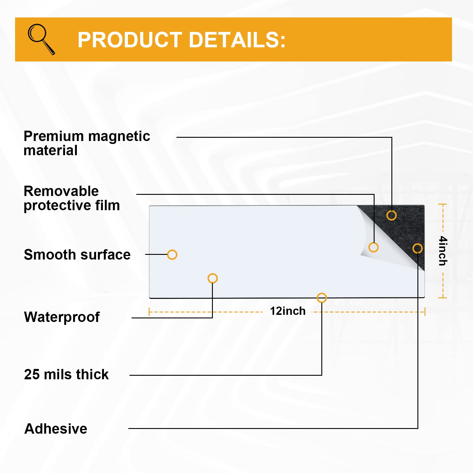 10 Pcs 12" X 4" Bumper Sticker Magnets, Flexible Magnetic Bumper Sticker Sheet With Self Adhesive, Turn Any Decal Into A Magnet