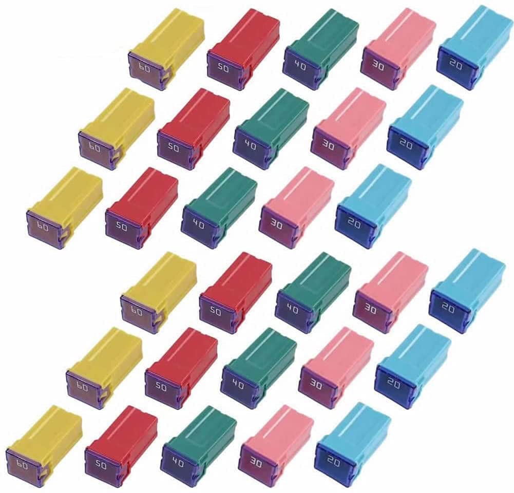 30 Pc Automotive Tall/Standard Profile Box Shaped Fuse Kit For Ford, Chevy/Gm, Nissan, And Toyota Pickup Trucks, Cars And Suvs