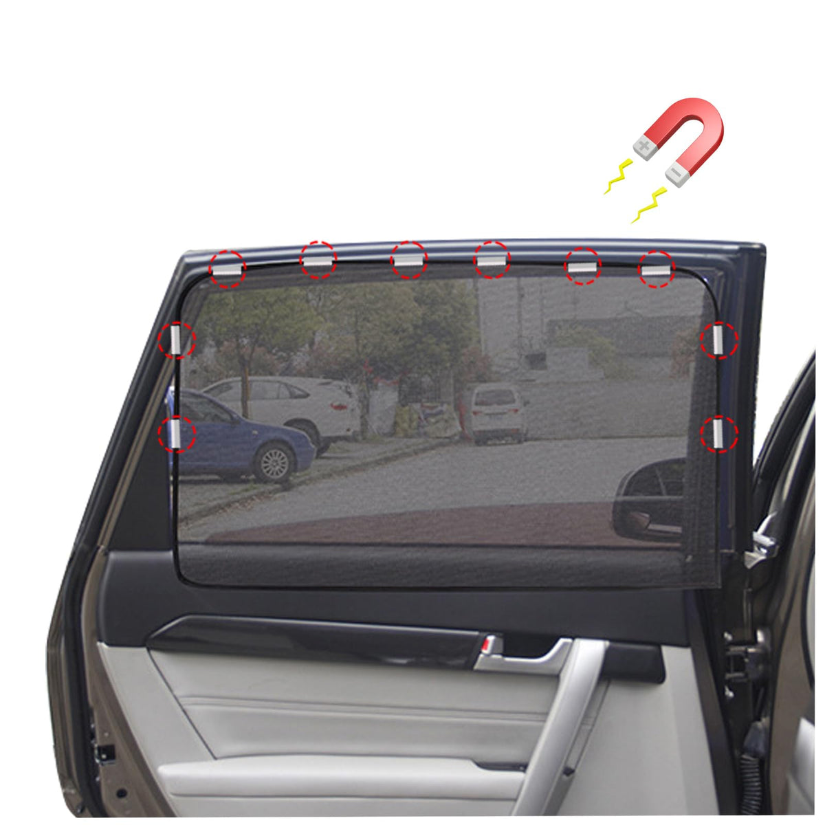 Magnetic Car Rear Side Window Shade (2 Pcs) - Easy Install Sun Shade for Baby, Pets & Car Owners, UV Protection & Heat Blocking,
