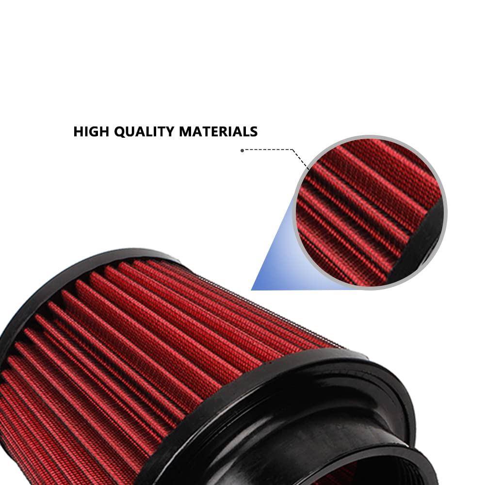 Red 4'' 100Mm Inlet Cone Replacement Dry Air Filter High Flow Car Truck Performance Cold Air Intake Filter