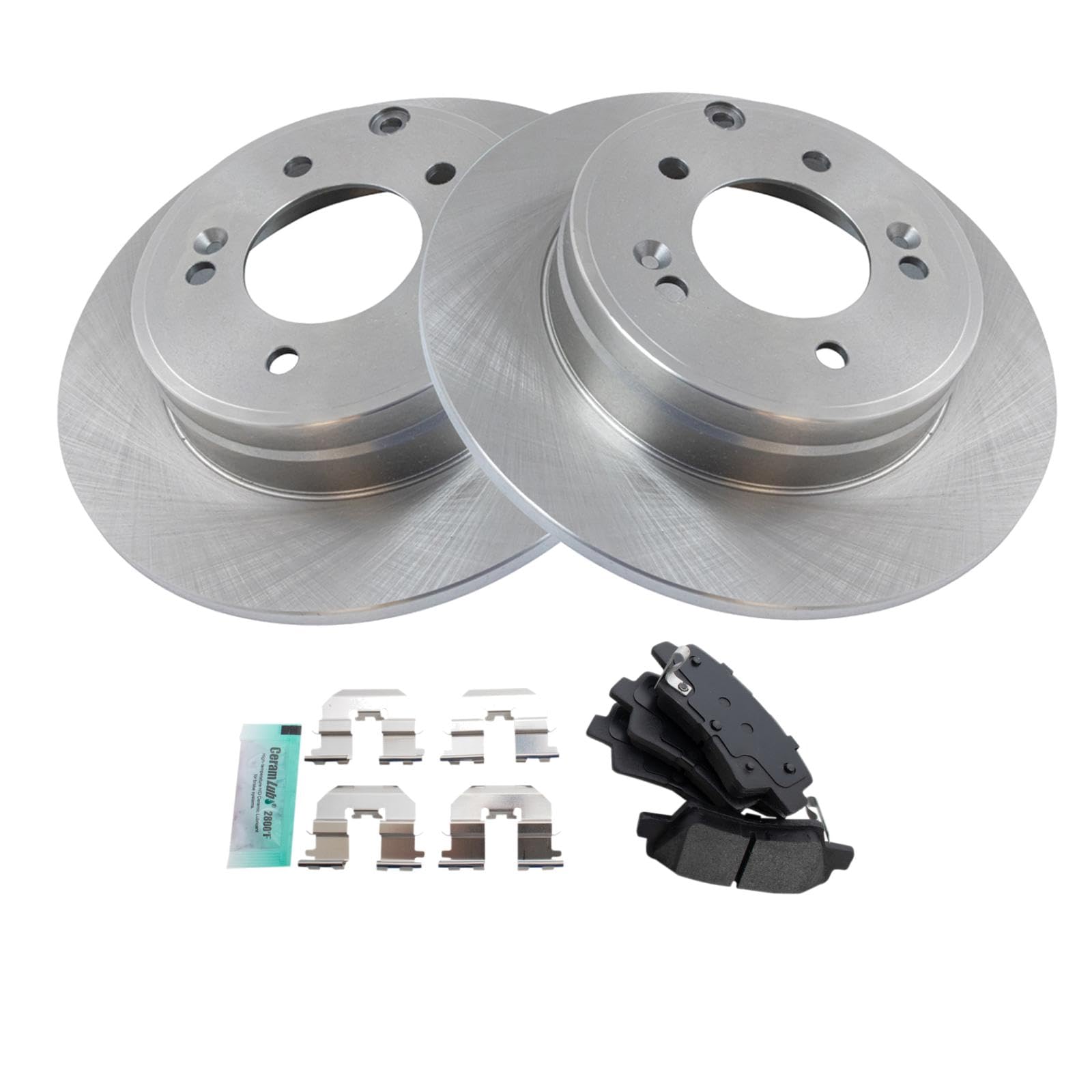 Trq Rear Brake Pad & Rotor Kit Semi-Metallic Compatible With 2012-2017 Hyundai Azera 2011-2015 Sonata Kia Optima