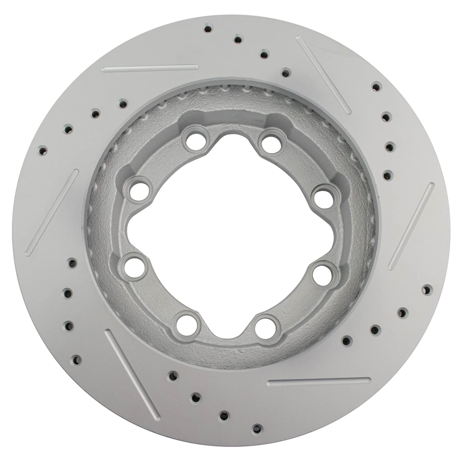 Trq Front Performance Brake Rotors Set Premium G-Coated Cross Drilled & Slotted Compatible With 1989-2000 Chevrolet K3500 1994-1