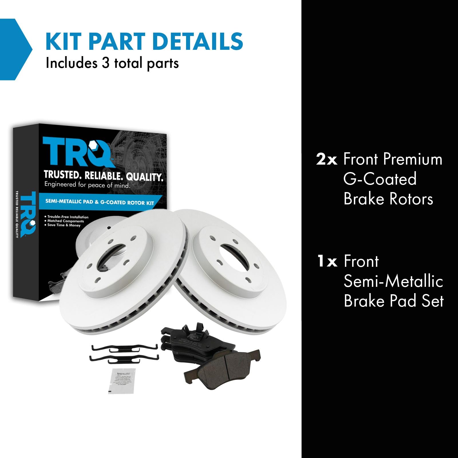 Trq Front Brake Pad & Rotor Kit Brake Pads Brake Rotor Semi-Metallic Premium G-Coated Compatible With 2005-2012 Ford Escape 2005