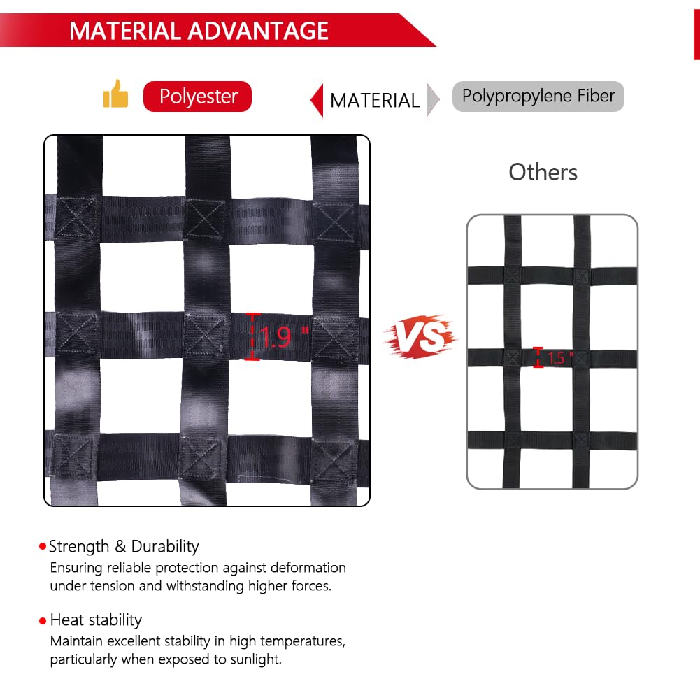 Surmountway Cargo Net For Pickup Truck Bed With Mesh(96" X 80"), Truck Bed Cargo Net Capacity 1100Lbs, Heavy Duty Cargo Nets With Adjustable Cam Buckles & S-Hooks, Truck Cargo Net For Trailer Trucks