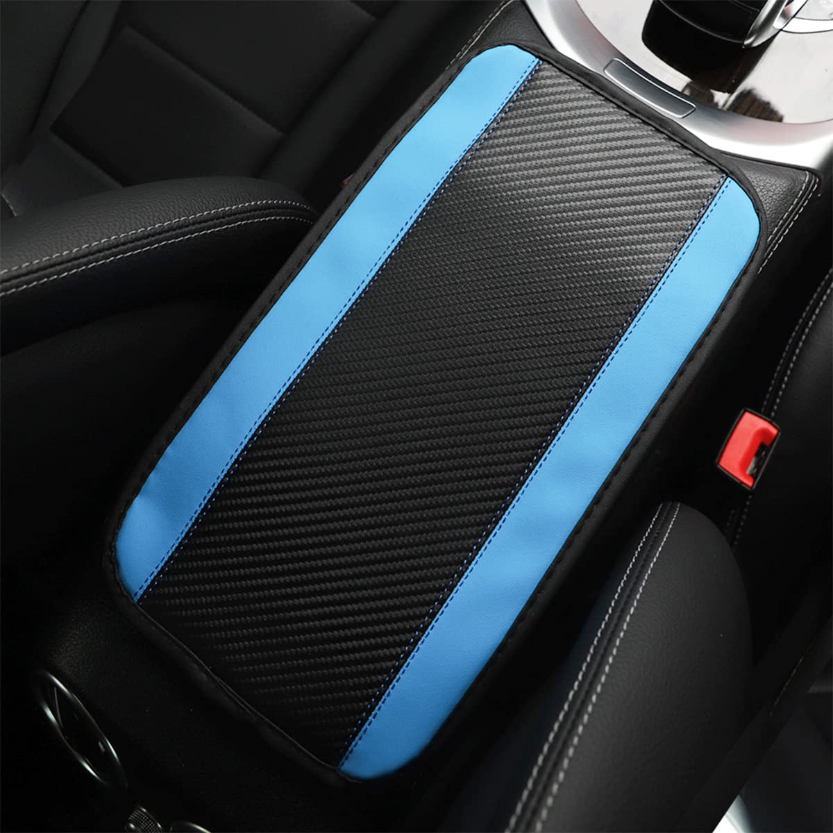 8Sanlione Car Center Console Cover, 12.6X7.5 Pu Leather Car Armrest Cover Universal Waterproof Center Console Pad, Car Accessories Interior Protection For Cars, Vehicles, Suvs (Blue)