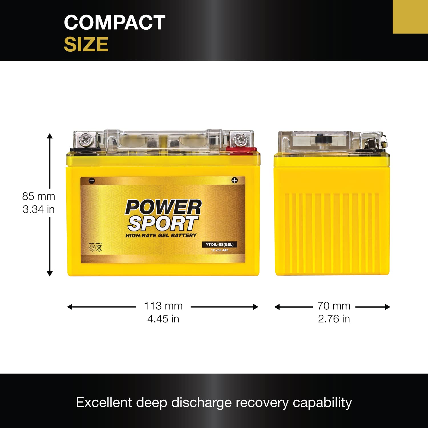Expertpower Ytx4L-Bs Gel Battery Replacement For Kawasaki 125 Z125 Pro 17-19