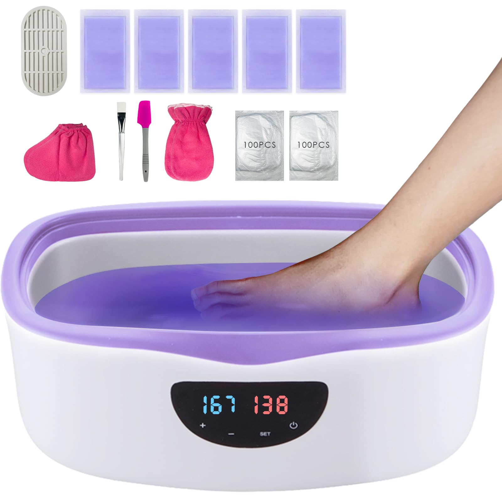 KmaxShip Paraffin Wax Machine for Hand and Feet Treatment - 5000ml Large Capacity Paraffin Wax Warmer with 3.85 lbs Refills  Moisturizing Kit Paraffin Hand Wax Machine for Arthritis - 213pcs Set-Like new