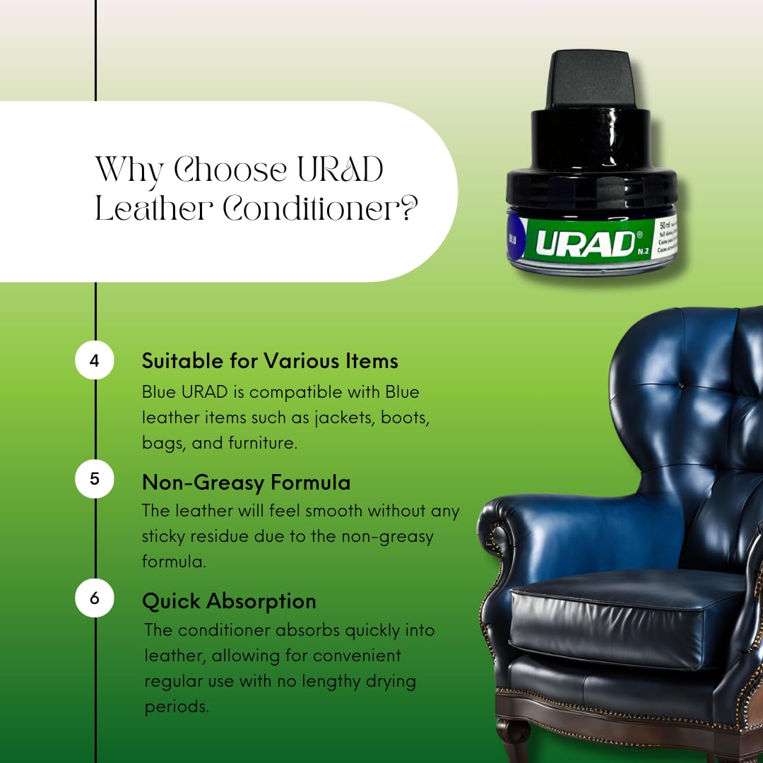 Urad Leather Conditioner, Blue, 50Ml - Restores, Protects & Brightens Blue Leather Bags, Shoes, Jackets & Furniture
