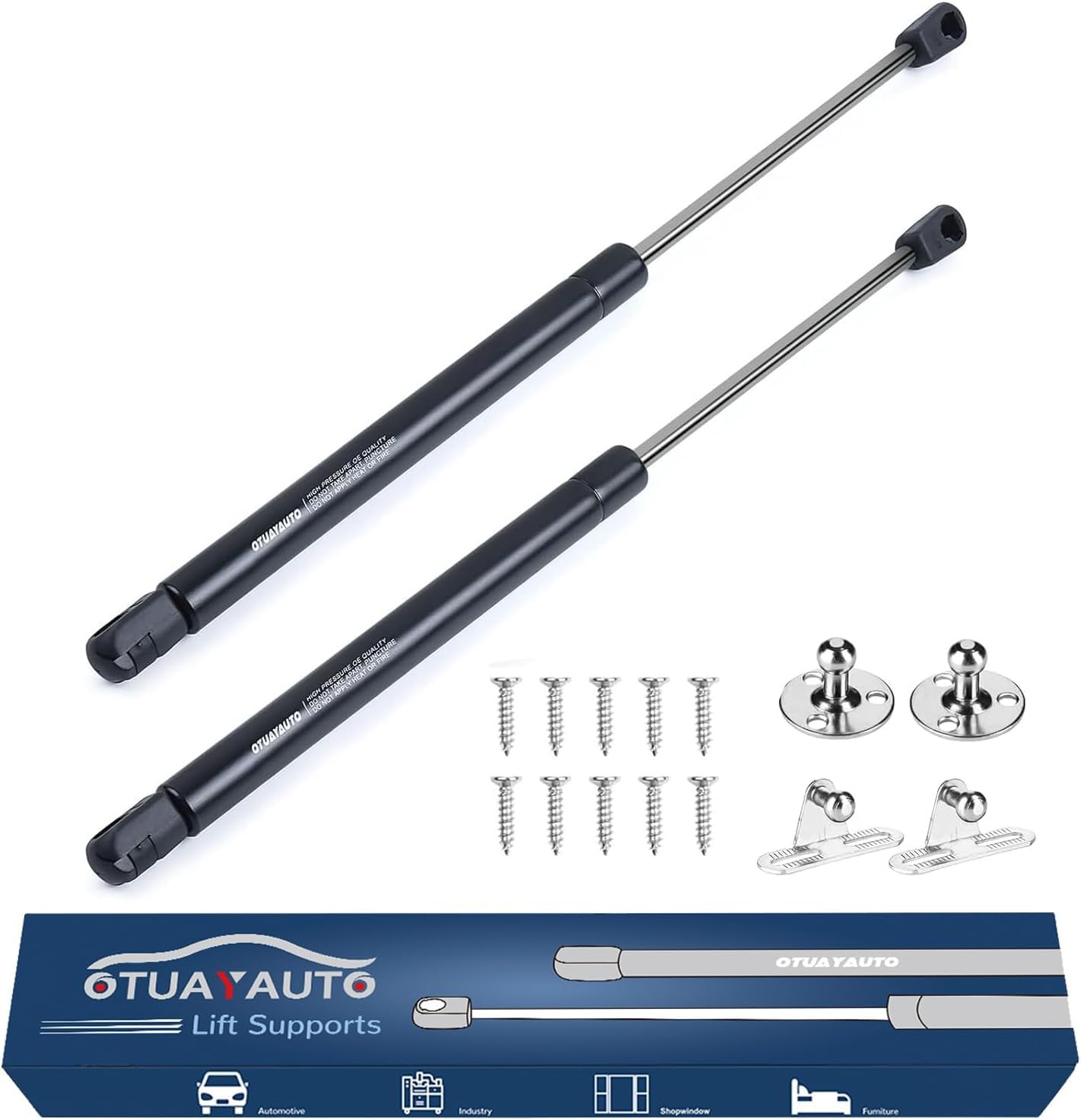Otuayauto 16 Inch Gas Strut - 200N/45Lbs Universal Lift Support - C1615208, C1622331 Gas Shocks For Tool Box Shock, Truck Cap St