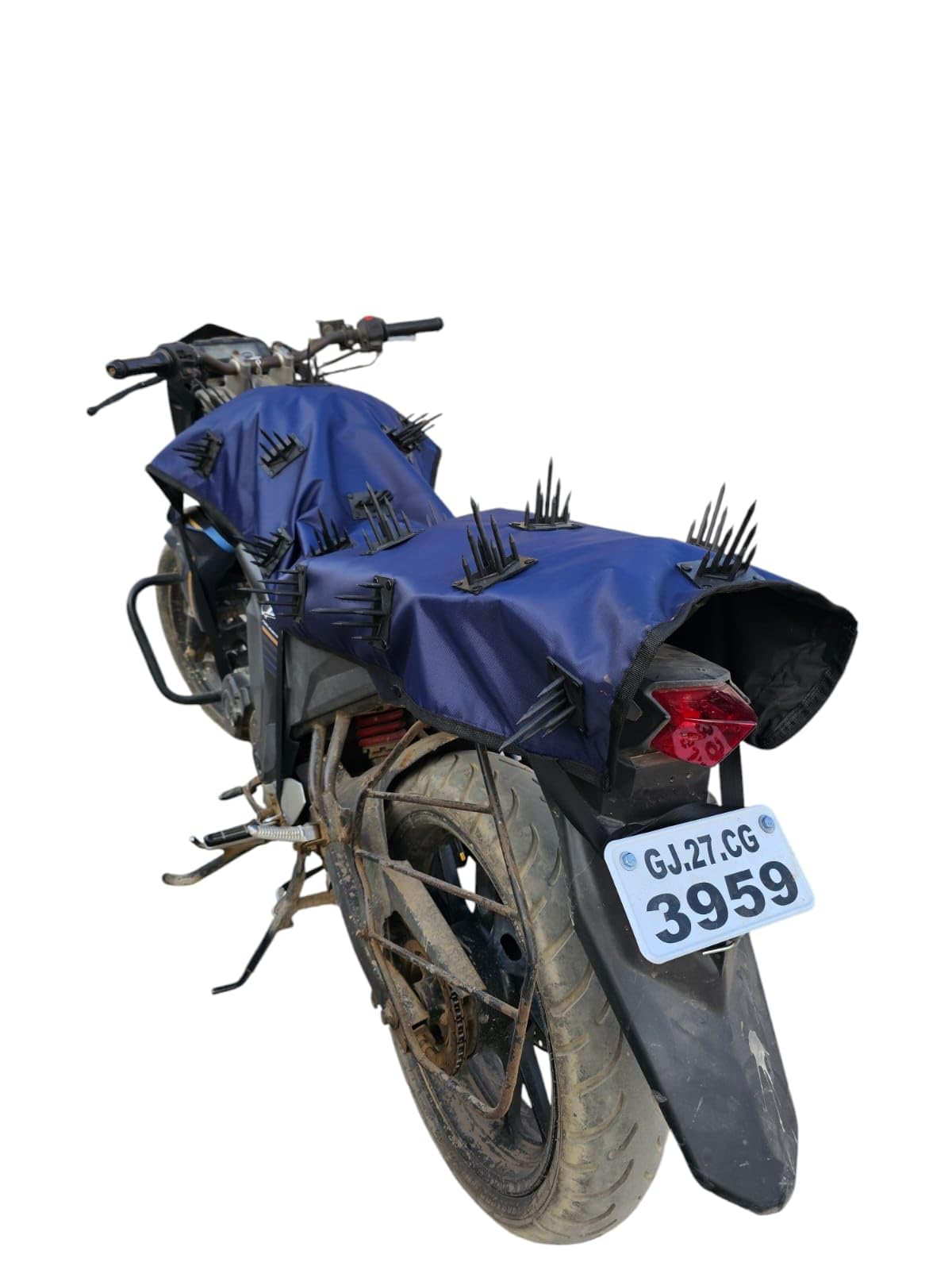 Universal Waterproof Bike/Motorcycle Seat Cover with Spikes, AntiDust UVResistant Protector for Motorcycle and Scooty, Blue