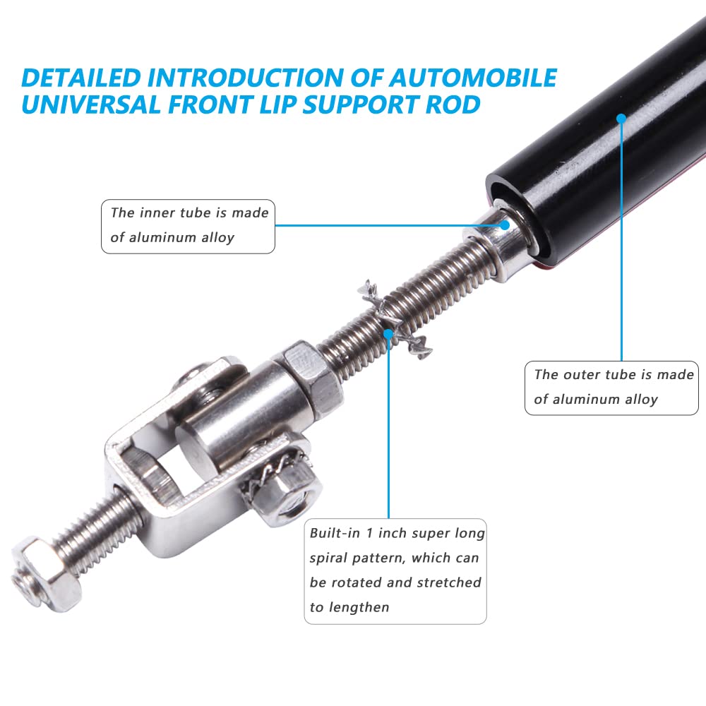 2pc Adjustable 10''-13'' Front Bumper Lip Splitter Diffuser Strut Rod Tie Bars Compatible with Most Vehicles