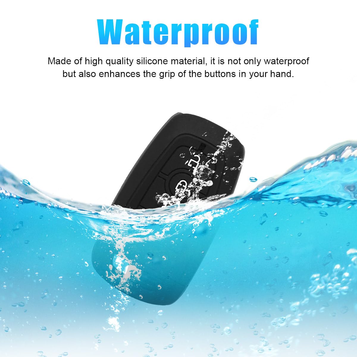 Suvnie 2 PCS Silicone Key Fob Cover, Smart 5 Button Key Fob Protection Case, Compatible with F150, F250, F350, F450, F550, Musta