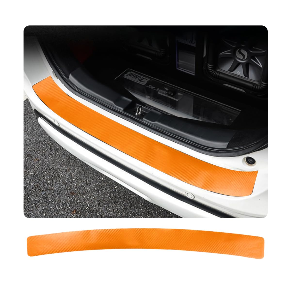 Ziciner Car Rear Bumper Protector Guard, Anti-Scratch Carbon Fiber Trunk Door Sill Protection Strip Sticker, Universal Vehicle T