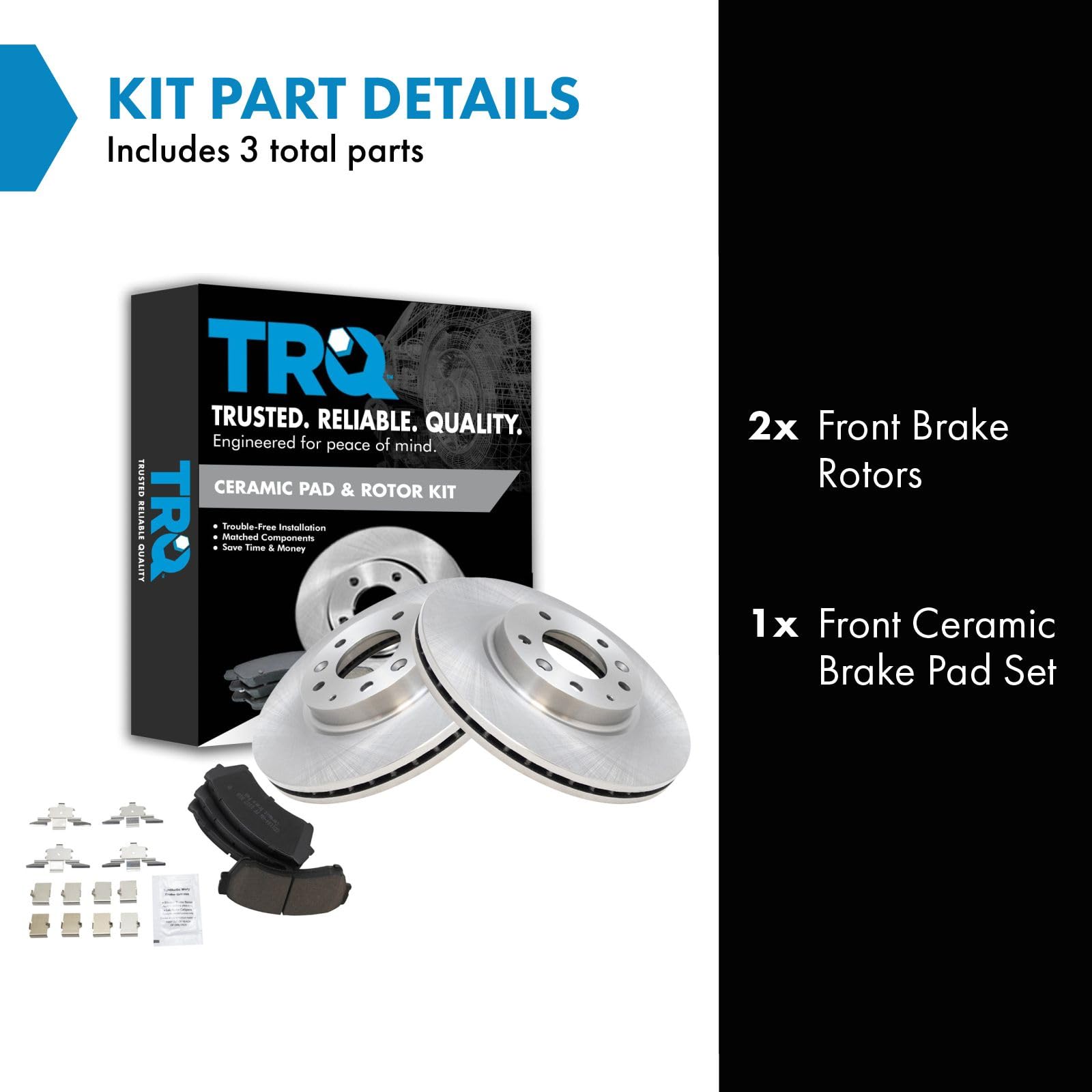 Trq Front Brake Pad & Rotor Kit Brake Pads Brake Rotor Ceramic Compatible With 2006-2012 Ford Fusion 2007-2012 Lincoln Mkz 2006