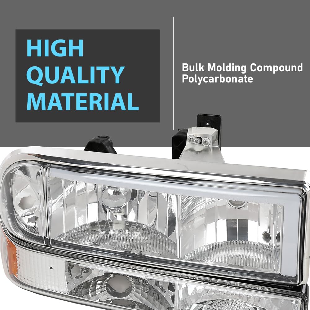 Cheda Led Front Headlights Assembly Headlamp Compatible With Chevy Blazer 1998-2005 & Fit Chevy S10 Pickup 1998-2004 Clear Lens
