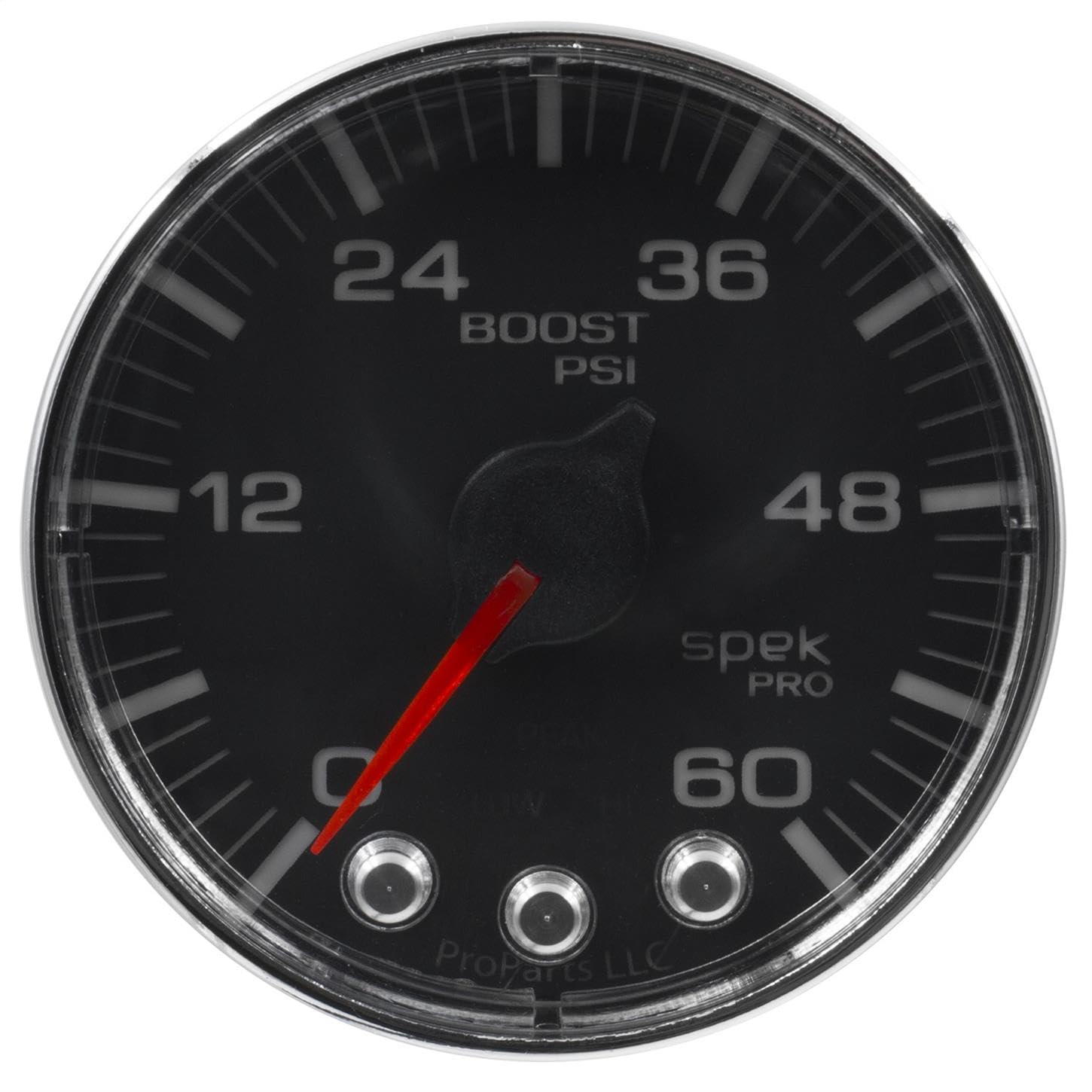 Auto Meter P304318 Gauge Boost (Spek-Pro 2 1/16, 60Psi, Stepper Motorwith Peak & Warn, Blk/Chrm, Spek-Pro)