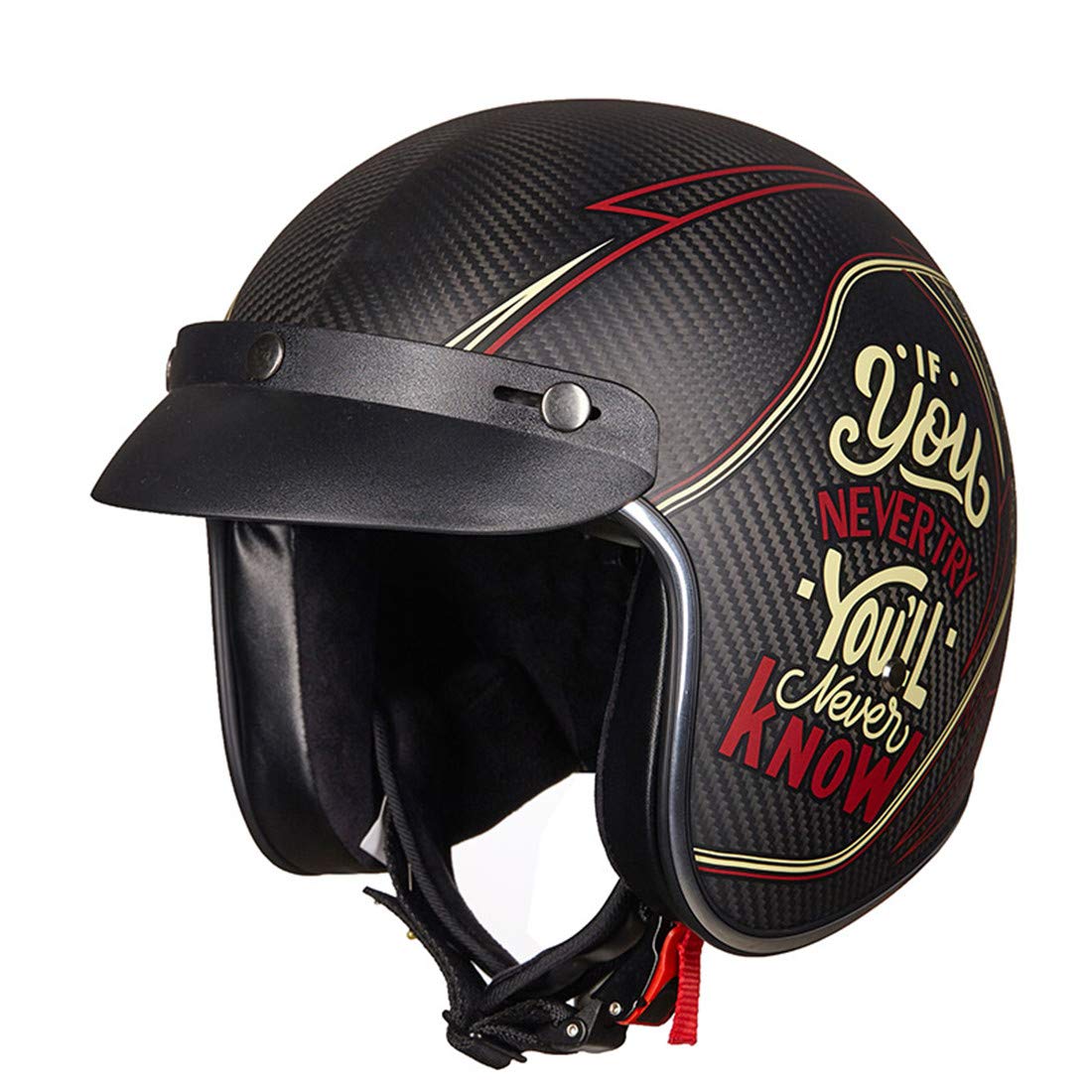 Vcoros Helmet Peak Shield Open Face Retro Motorcycle Helmet Sun Shade Protector Black Shield(Black