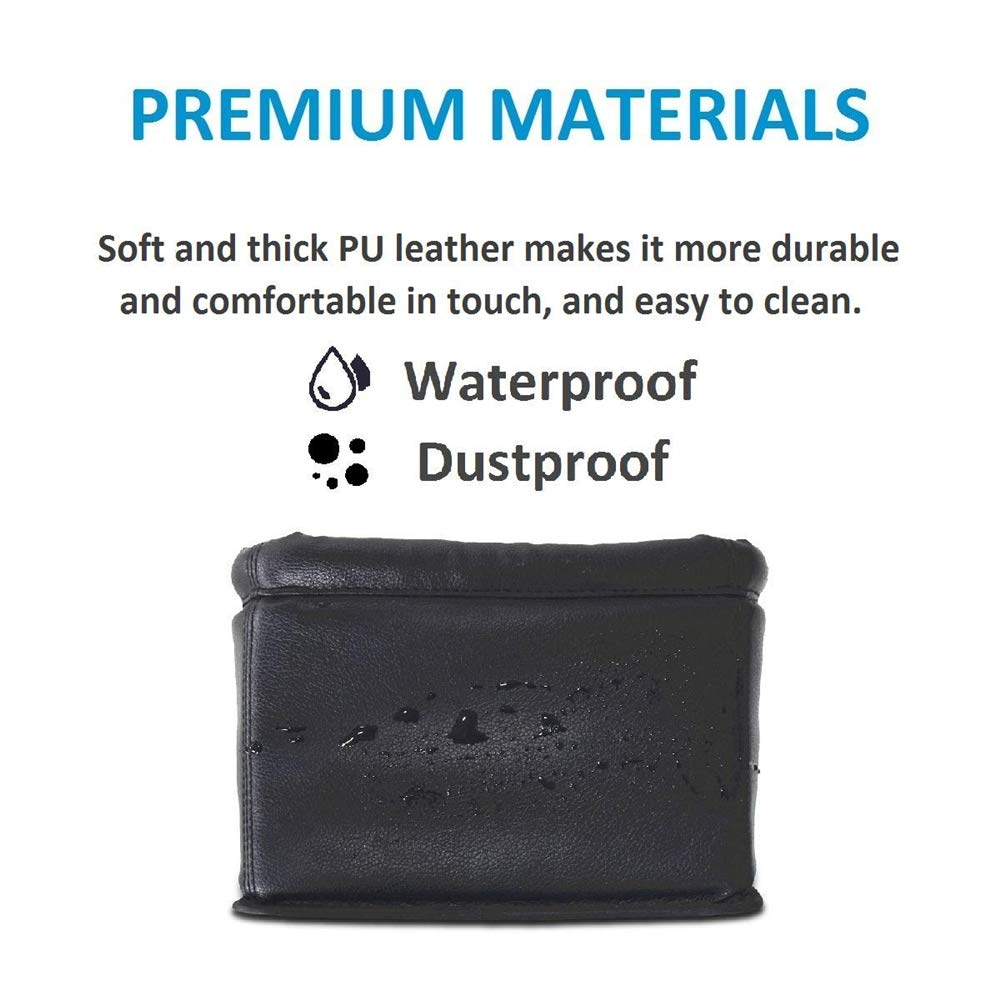 Kingberwi Leather Car Trash Can, Luxury Car Organizer, Leakproof Garbage Can For Car And Trucks Black