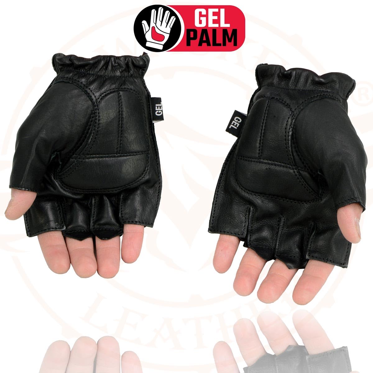 Milwaukee Leather Sh442 Men'S Black Leather Gel Padded Palm Fingerless Motorcycle Hand Gloves W/Soft Genuine Leather - Xxx-Large