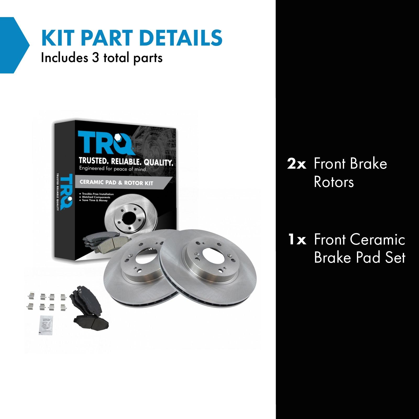 Trq Front Brake Pad & Rotor Kit Brake Pads Brake Rotor Ceramic Compatible With 2002-2004 Honda Cr-V