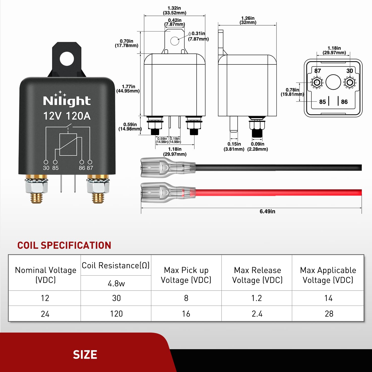 Nilight Remote Battery Disconnect Switch 12V 200A Car Anti-Theft Kill Switches Upgrade Prevent Power Drain With Wireless Remote