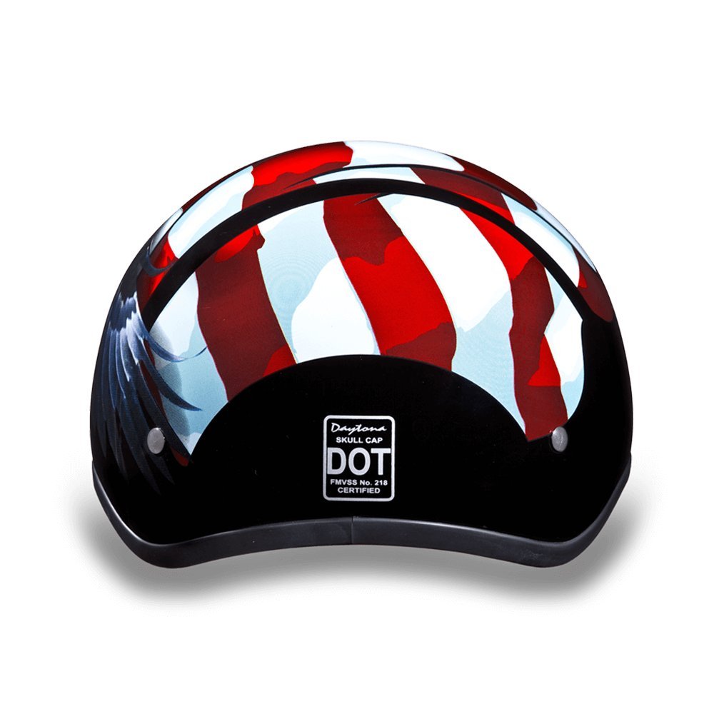 Daytona Helmets Motorcycle Half Helmet Skull Cap- Freedom 100% Dot Approved