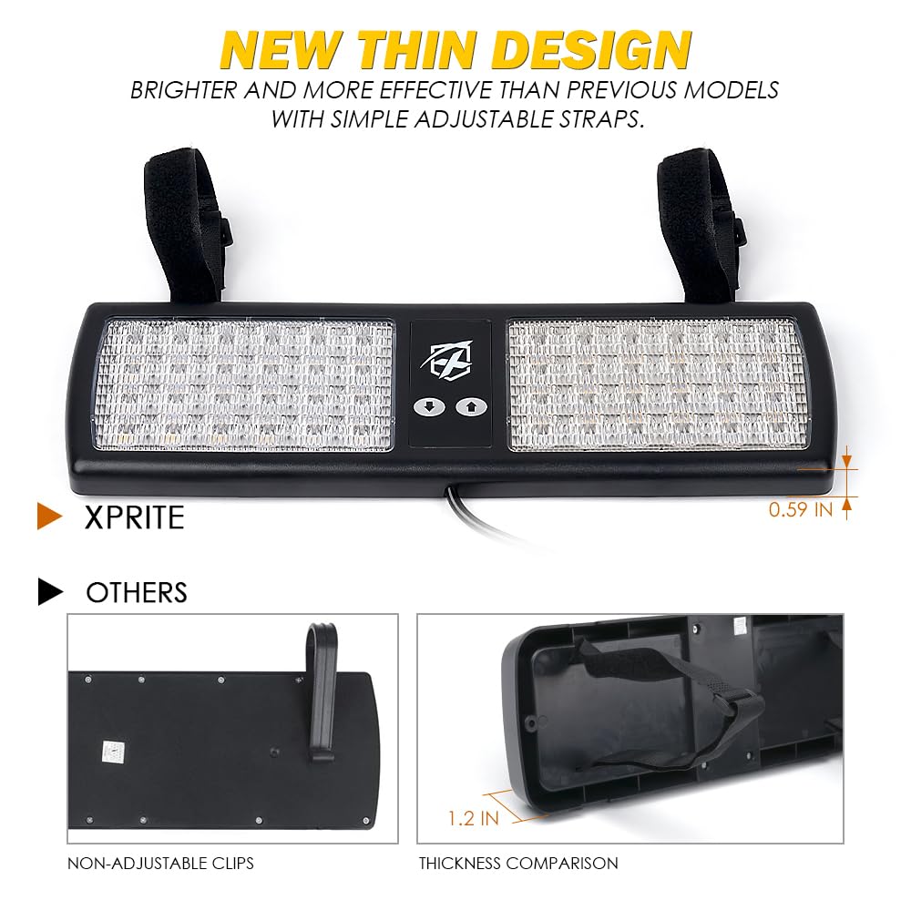 Xprite Amber Green 48Led Visor Strobe Flashing Lights Interior Windshield Sunshield Emergency Warning Lights For Police Voluntee