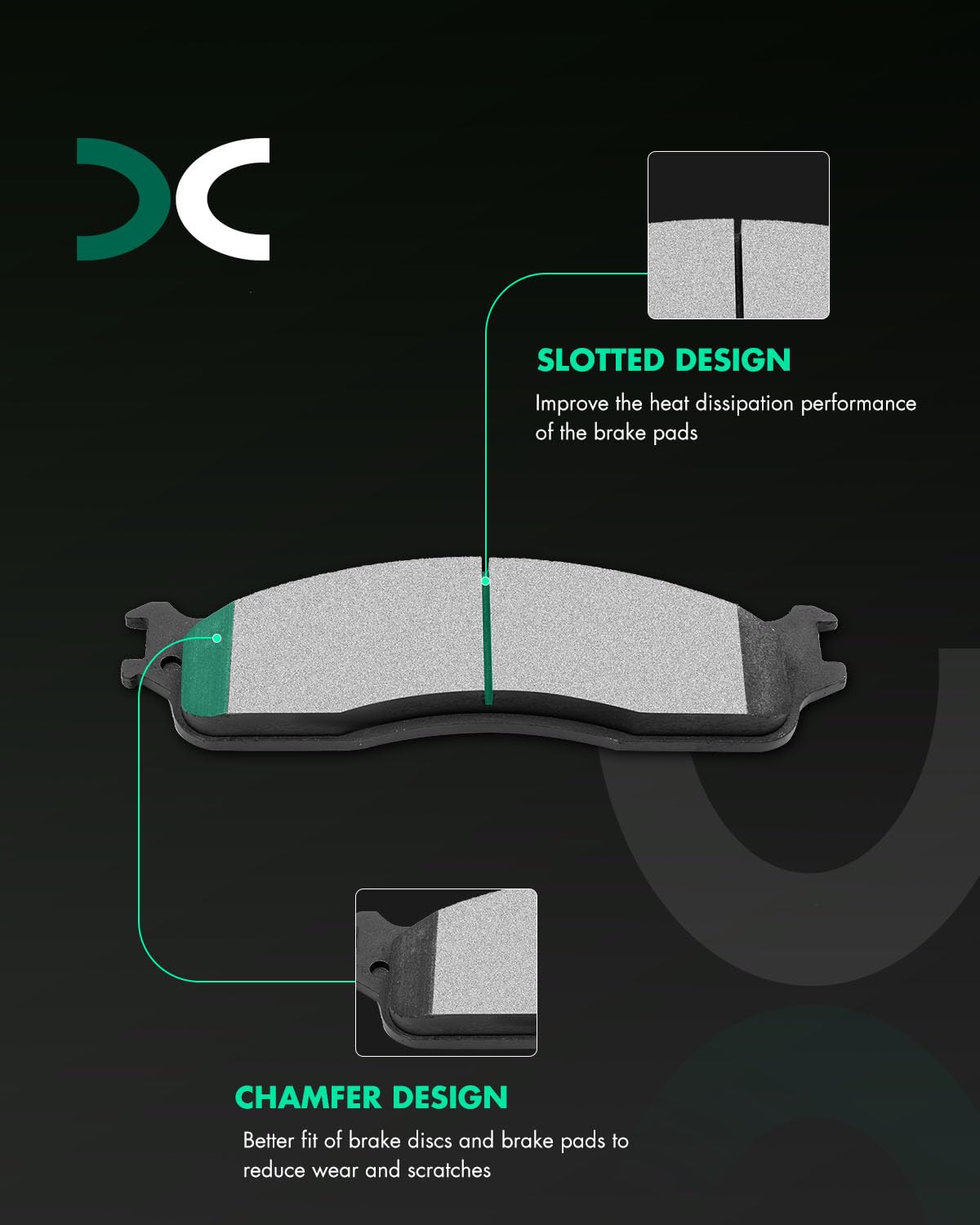 Scitoo D965 Front Semi-Metal Brake Pads Sets Fit For Dodge Ram 1500 2006-2008,For Dodge Ram 2500 2003-2008,For Dodge Ram 3500 20