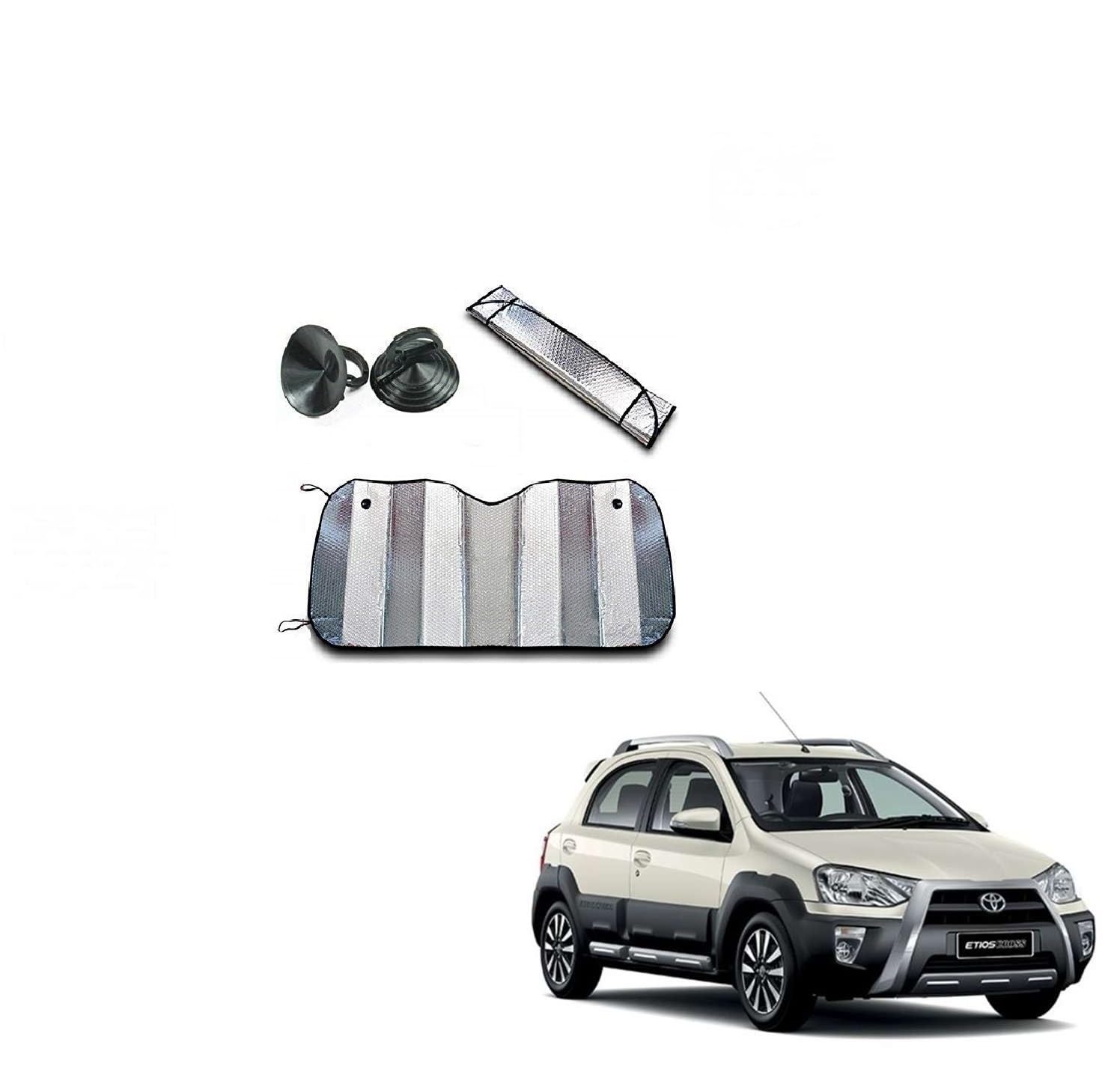 Kozdiko Car UV Protection Silver Foil Sunshade Film Windshield Visor Front Windshield Sunshade for Toyota Etios Cross