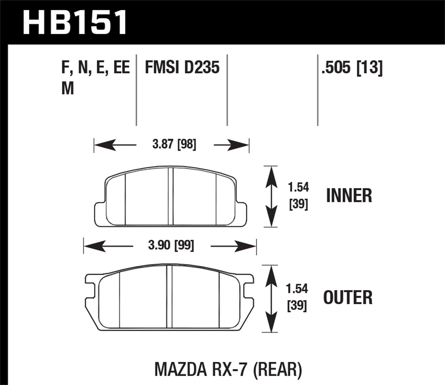 Hawk Performance Hb151M.505 Disc Brake Pad