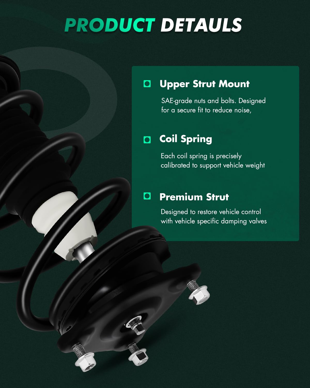 Scitoo Front Complete Struts Assembly Coil Springs Shock Struts Fit For 2007-2010 For Hyundai Elantra With 172305 172306 (Set Of