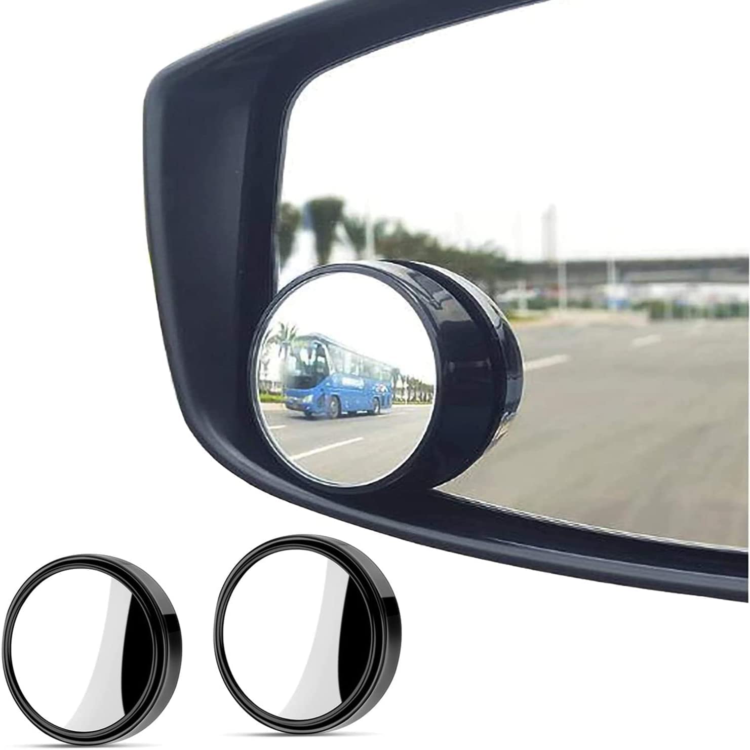Kewayo 2 Pack Automotive Blind Spot Mirrors, Small Round Convex Adjustable 360°Rotate Wide Angle Car Rear View Mirror For All Universal Vehicles Car Fit Stick-On Design