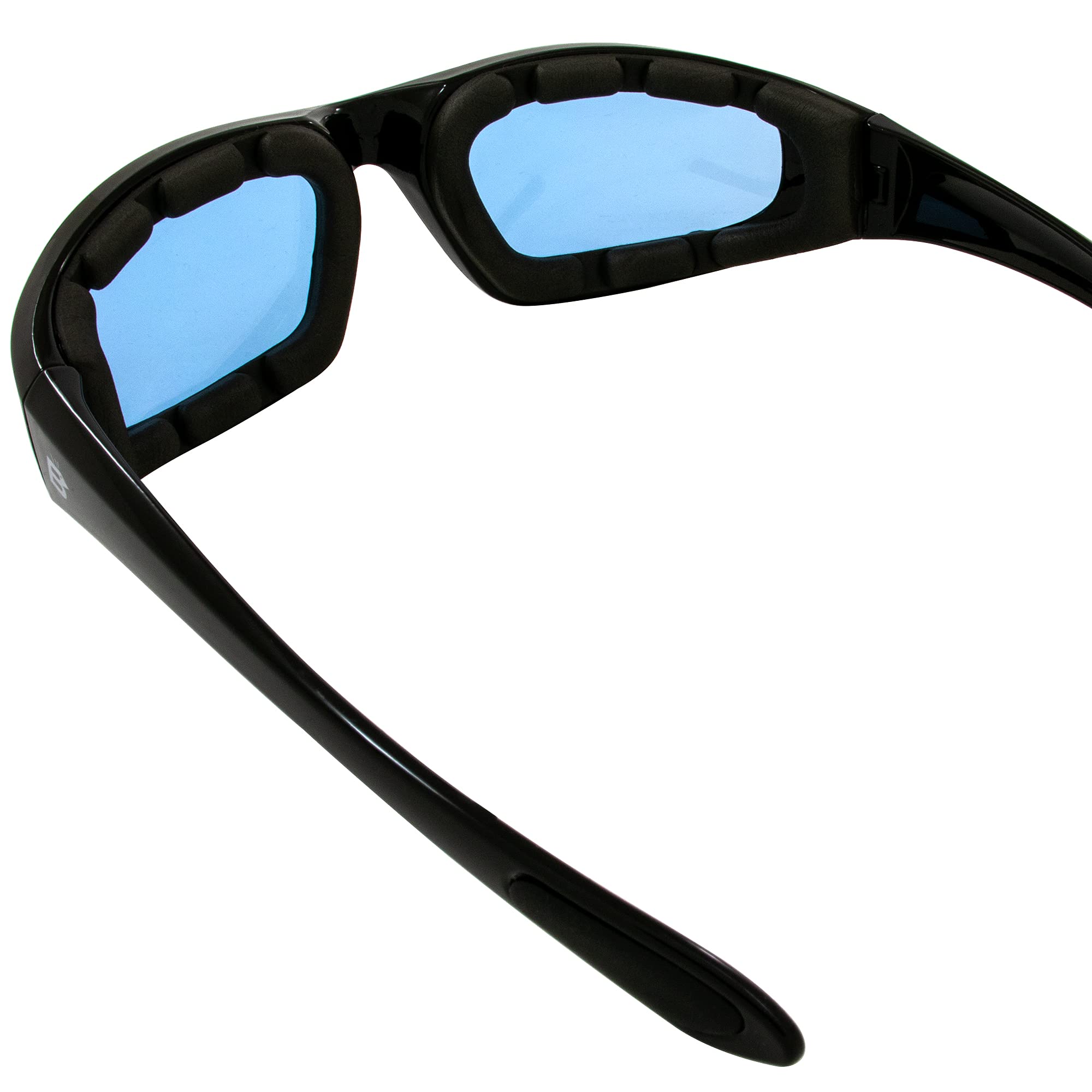 Birdz Eyewear Oriole Padded Motorcycle Glasses (Black Frame/Blue Lens)