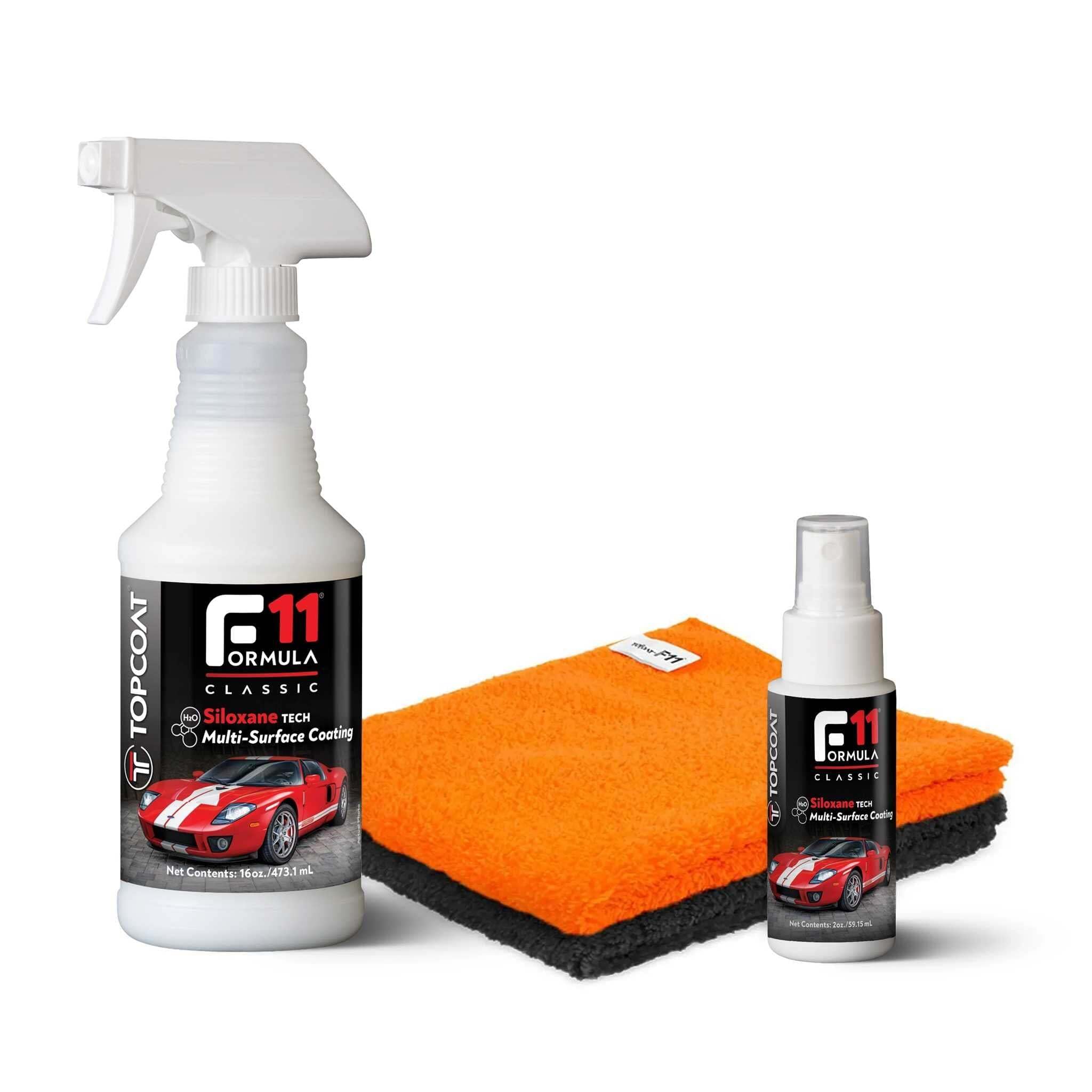 TopCoat F11 Polish & Sealer - 16oz Water-Based Alternative to Ceramic Wax for Cars & Bikes with Travel Bottle & Microfiber Towels
