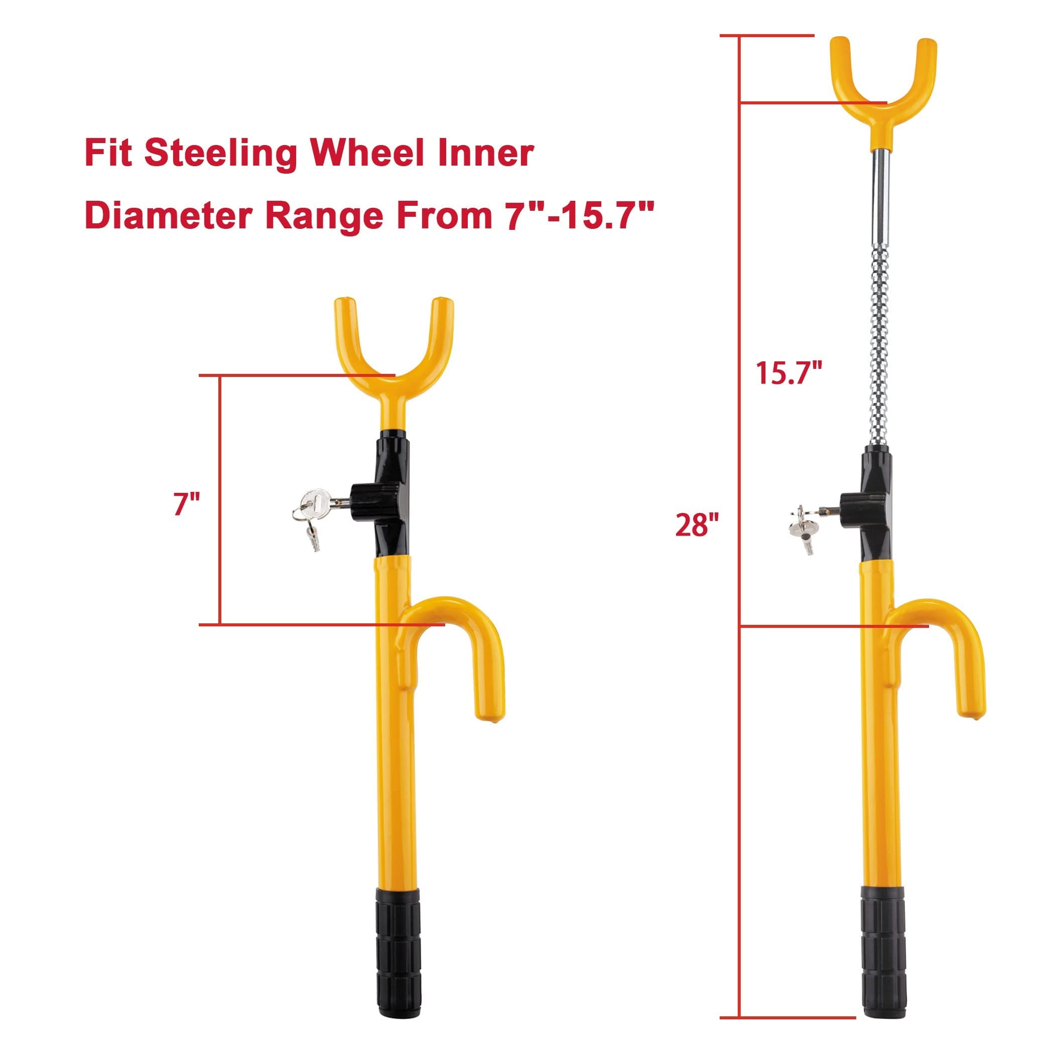 Cartman Vehicle Steering Wheel Lock Car Anti Theft Security Lock With Adjustable Length Fit For Cars Trucks Vans And Suvs