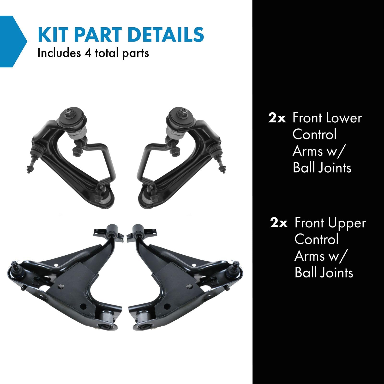 Trq Front Upper & Lower Control Arm With Ball Joint Set Compatible With 2002-2005 Ford Explorer Mercury Mountaineer