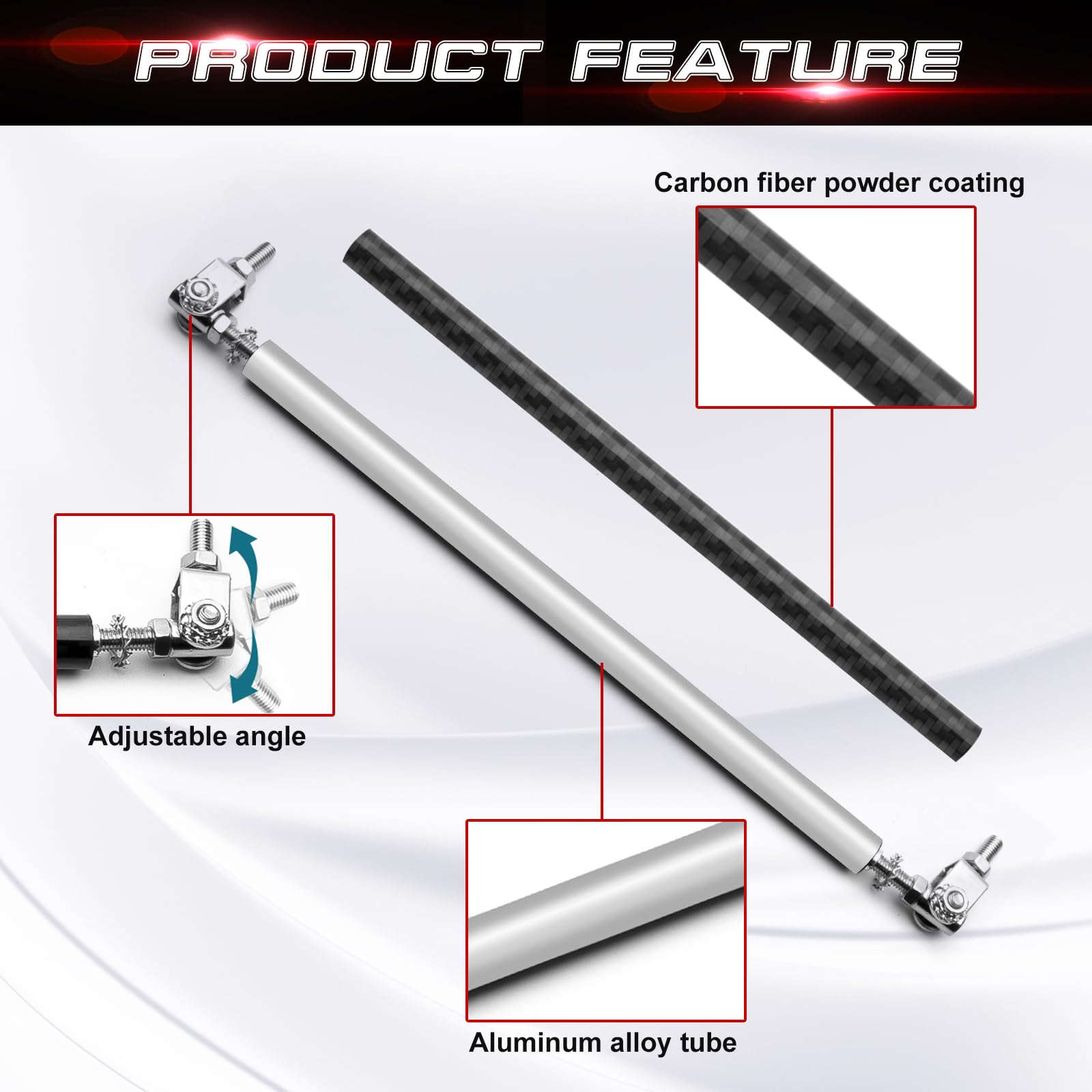 Xotic Tech 2Pc Adjustable 8''-11'' Front Bumper Lip Splitter Diffuser Strut Rod Tie Bars Splitter Support Rod Compatible With Mo