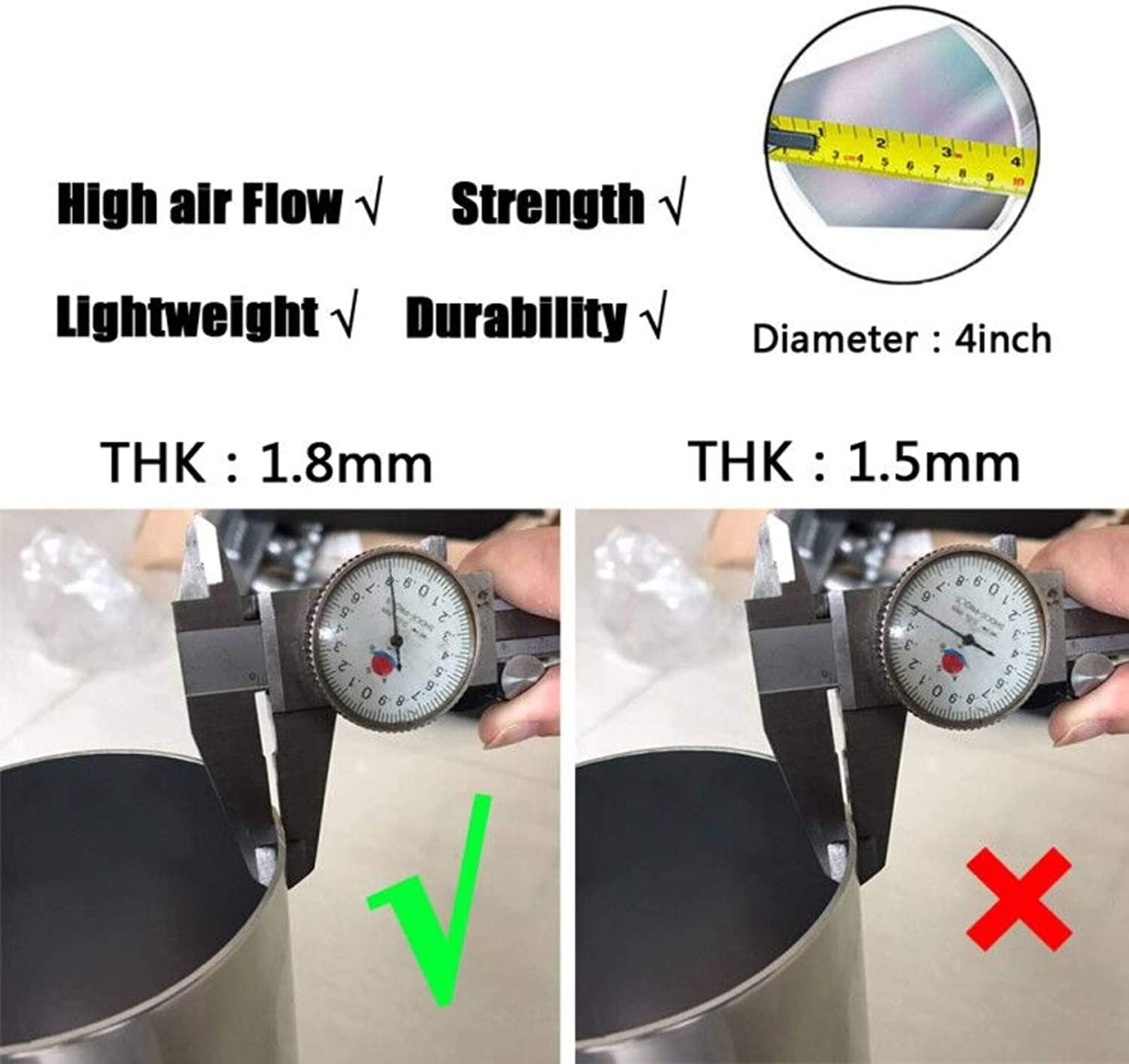 Moosun 4'' Cold Air Intake & Heat Shield For 09-14 Silverado 1500, Sierra 1500, Yukon, Cadillac Escalade Esv Ext (Silver & Black