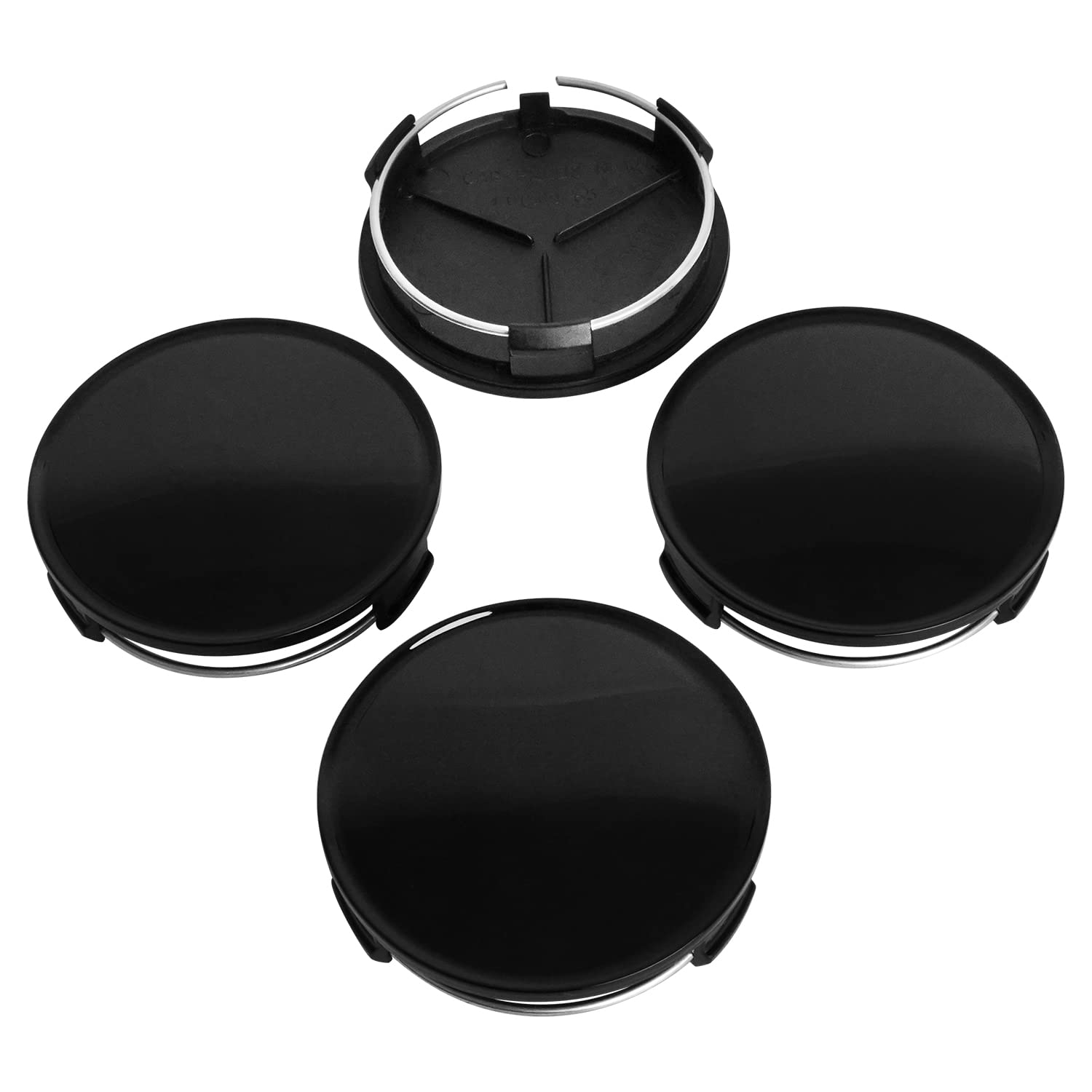 Kitspro 2.9Inch 75Mm Wheel Center Caps, Pack Of 4 (Gloss Black, Outer 75Mm, Inner 73Mm)