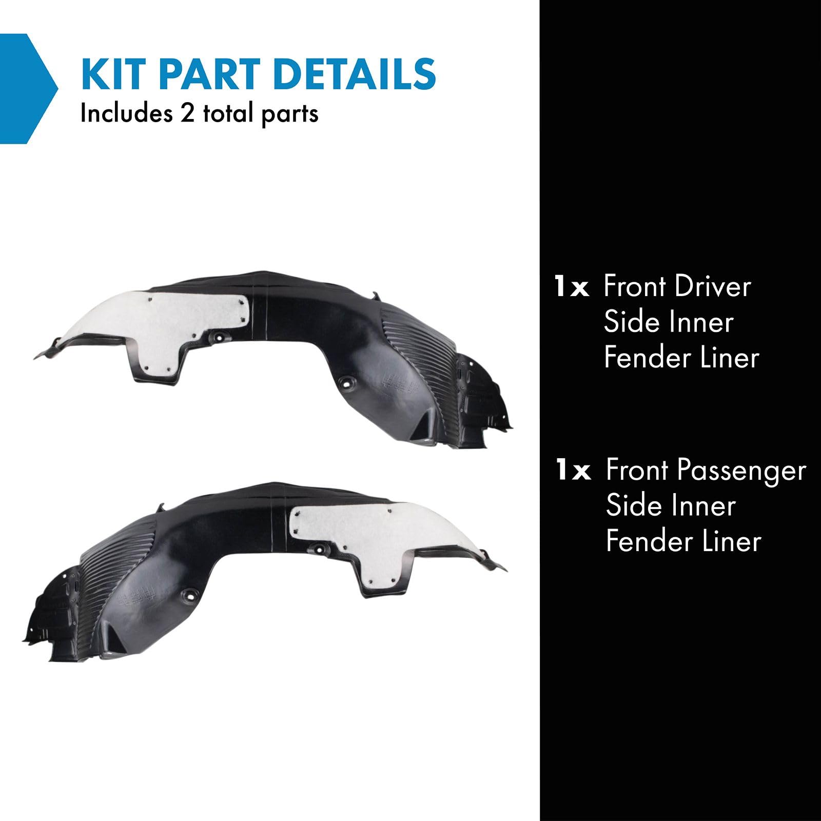 Trq Front Inner Fender Liner Set Compatible With 2014-2016 Kia Forte Koup Forte5 Ki1248128 Ki1249128