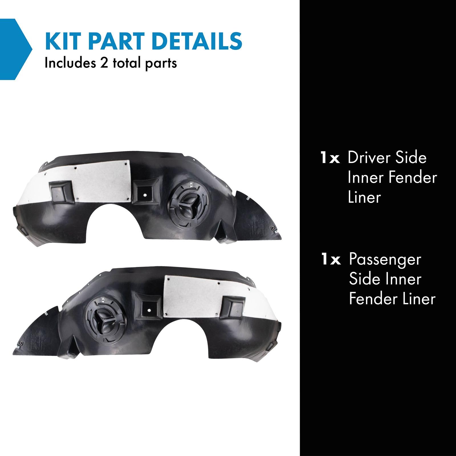 Trq Inner Fender Liner Set Compatible With 2010-2013 Gmc Terrain Gm1248224 Gm1249224